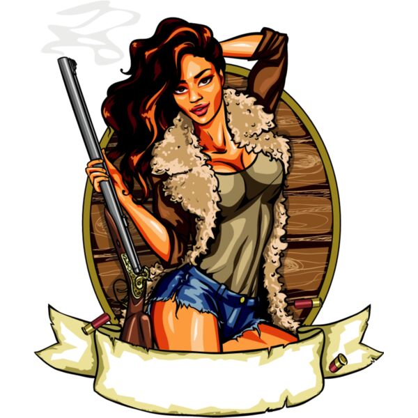 hunting pinup girl with gun Thumbnail